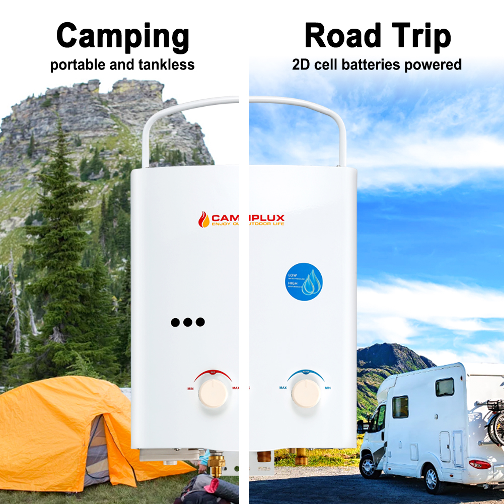 Camplux AY132 5L Instantan/é Portable Chauffe-eau /à Gaz Tankless Ext/érieur pour Maison Caravane Camping Voiture